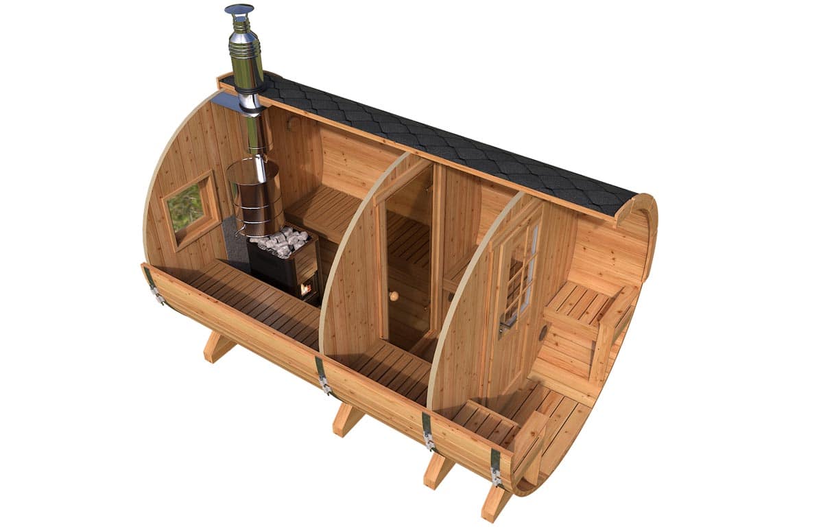 Fasssauna mit Terrasse