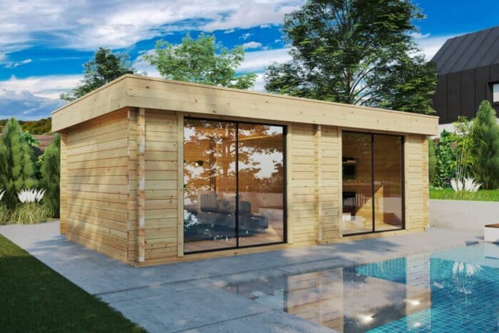 Modernes Gartenhaus „Roberta“ 22 m² | 7 × 4 m | 70 mm
