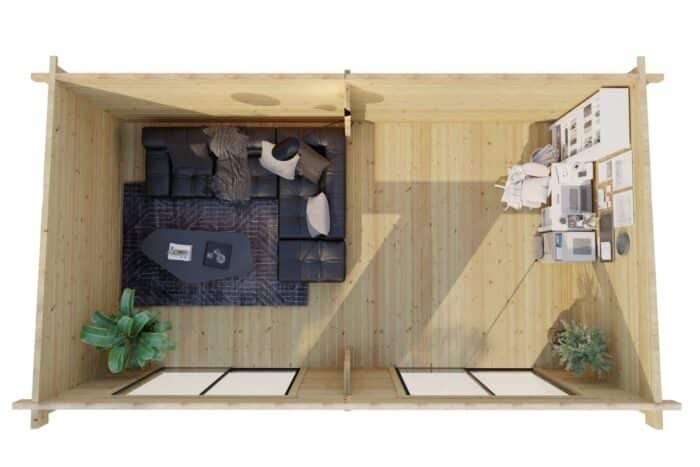 Modernes Gartenhaus „Roberta“ 22 m² | 7 × 4 m | 70 mm