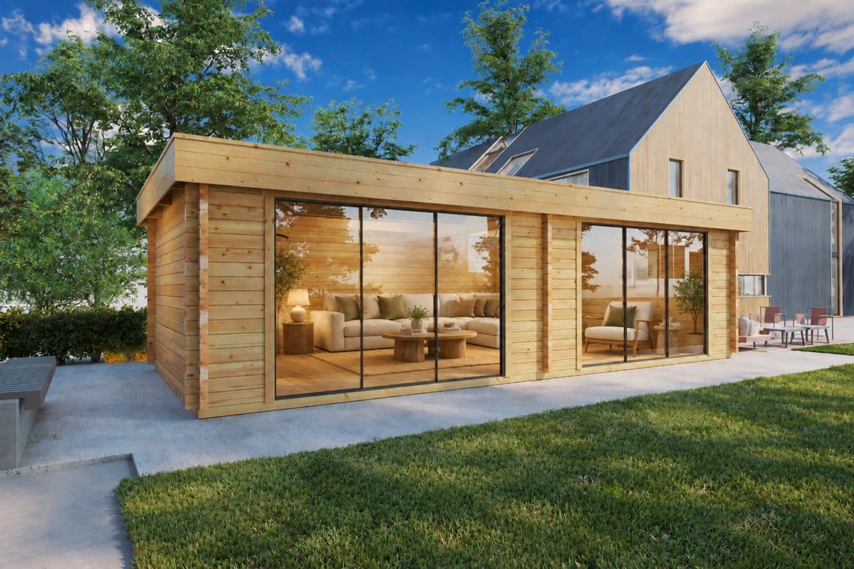 Großes modernes Gartenhaus „Rebeka“ 29 m² | 8 × 4 m | 70 mm