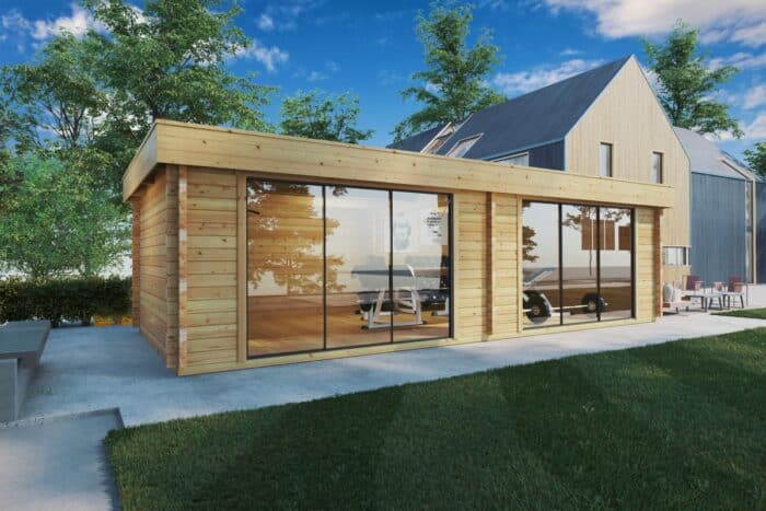 Großes modernes Gartenhaus „Rebeka“ 29 m² | 8 × 4 m | 70 mm