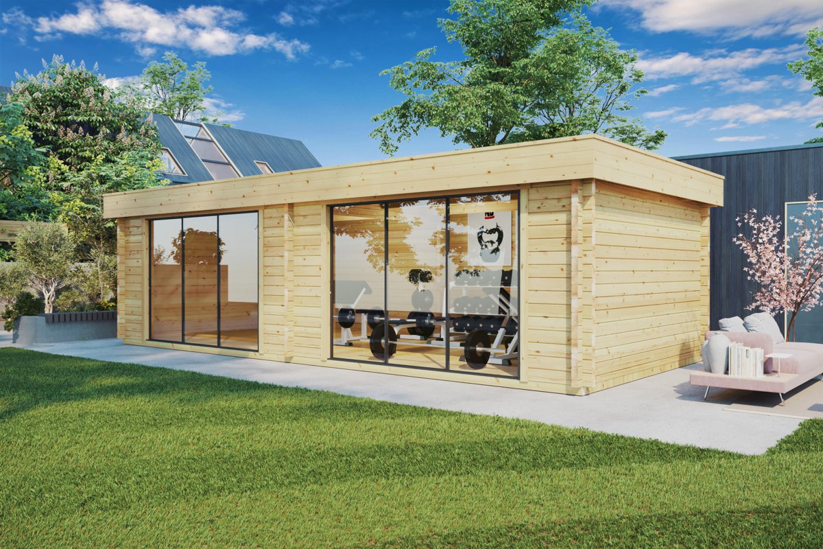 Großes modernes Gartenhaus „Rebeka“ 29 m² | 8 × 4 m | 70 mm