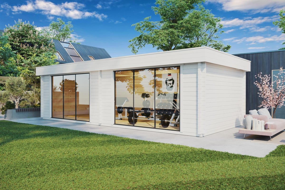 Großes modernes Gartenhaus „Rebeka“ 29 m² | 8 × 4 m | 70 mm