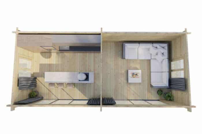 Geräumiges Gartenhaus „Rebeka Plus“ 29 m² | 8 × 4 m | 70 mm