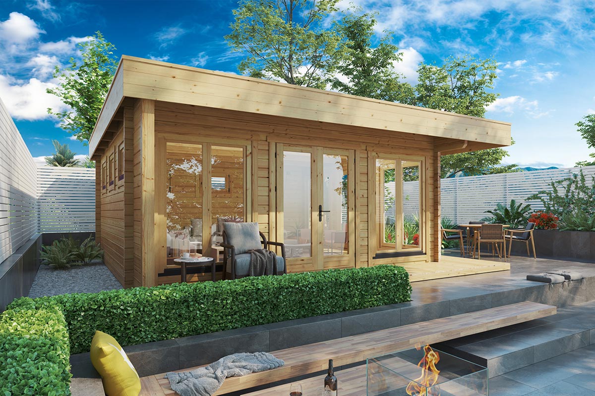 Geräumiges Gartenhaus aus Holz mit Veranda