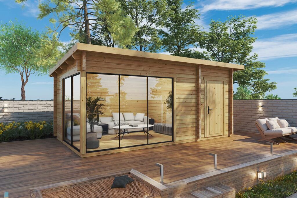 Modernes Gartenhaus mit Schuppen "Aron" 6x3m Hansagarten24