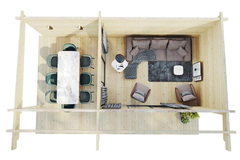 Modernes Gartenhaus mit terrasse | Ansicht von oben