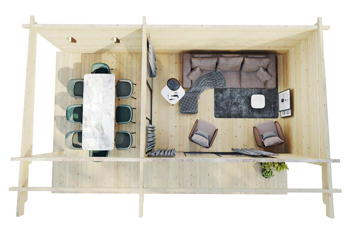 Modernes Gartenhaus mit Terrasse “Luna” 12m² | 7x5m mit Terrasse Modernes Gartenhaus mit Terrasse “Luna” 12m² | 7x5m mit Terrasse