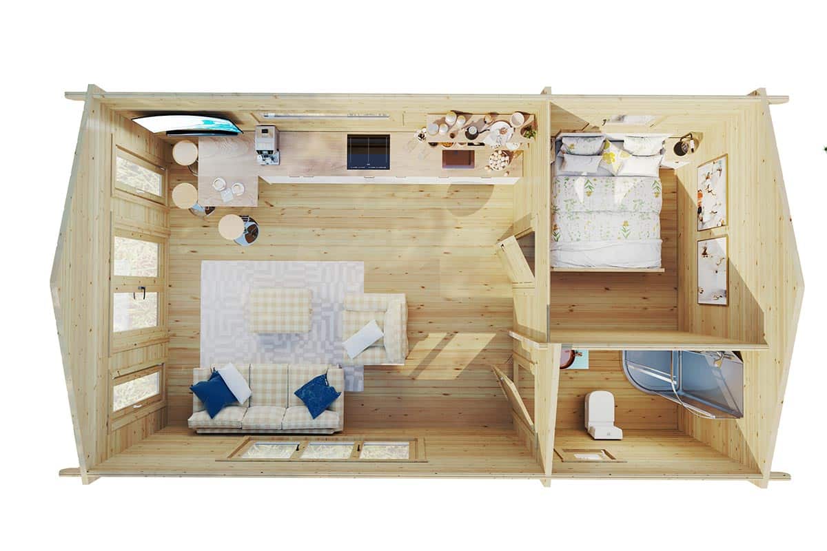 Gartenhaus mit Schlafzimmer und Toilette