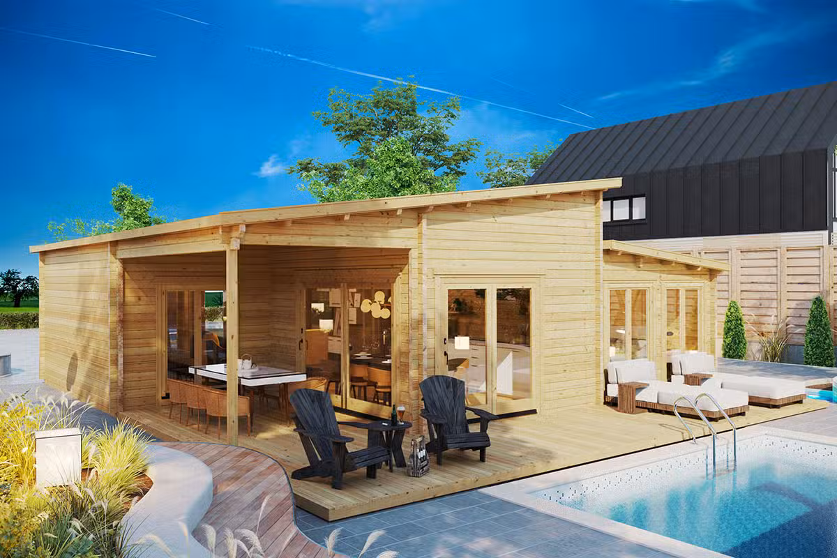 2 Schlafzimmer Blockbohlenhaus
