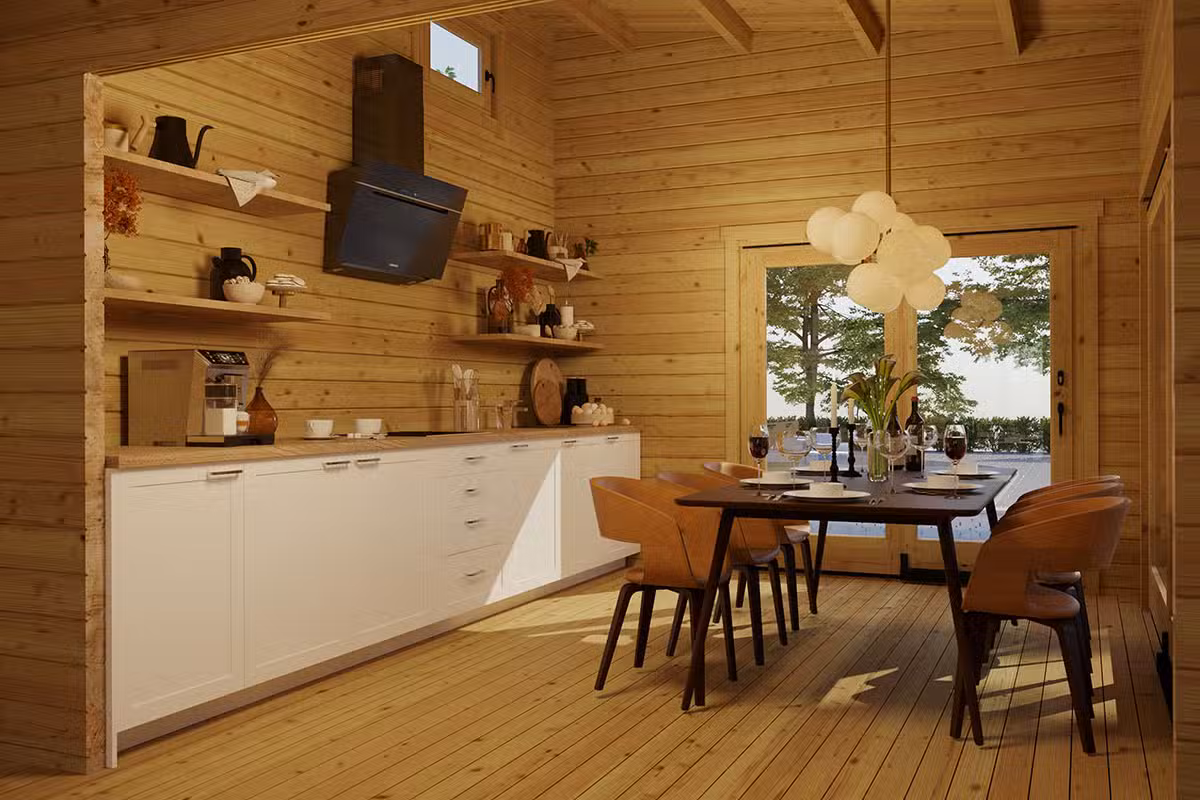 2 Schlafzimmer Blockbohlenhaus - Küche