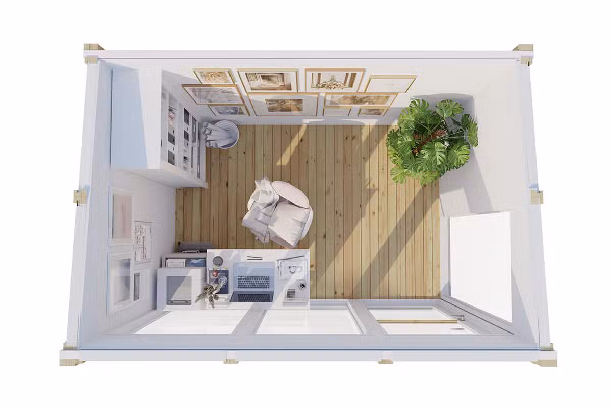 Kleines Gartenbüro 3x2 - Draufsicht