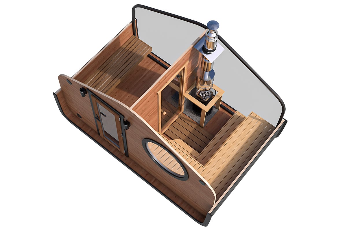 Gartensauna mit Vorraum 4x2m
