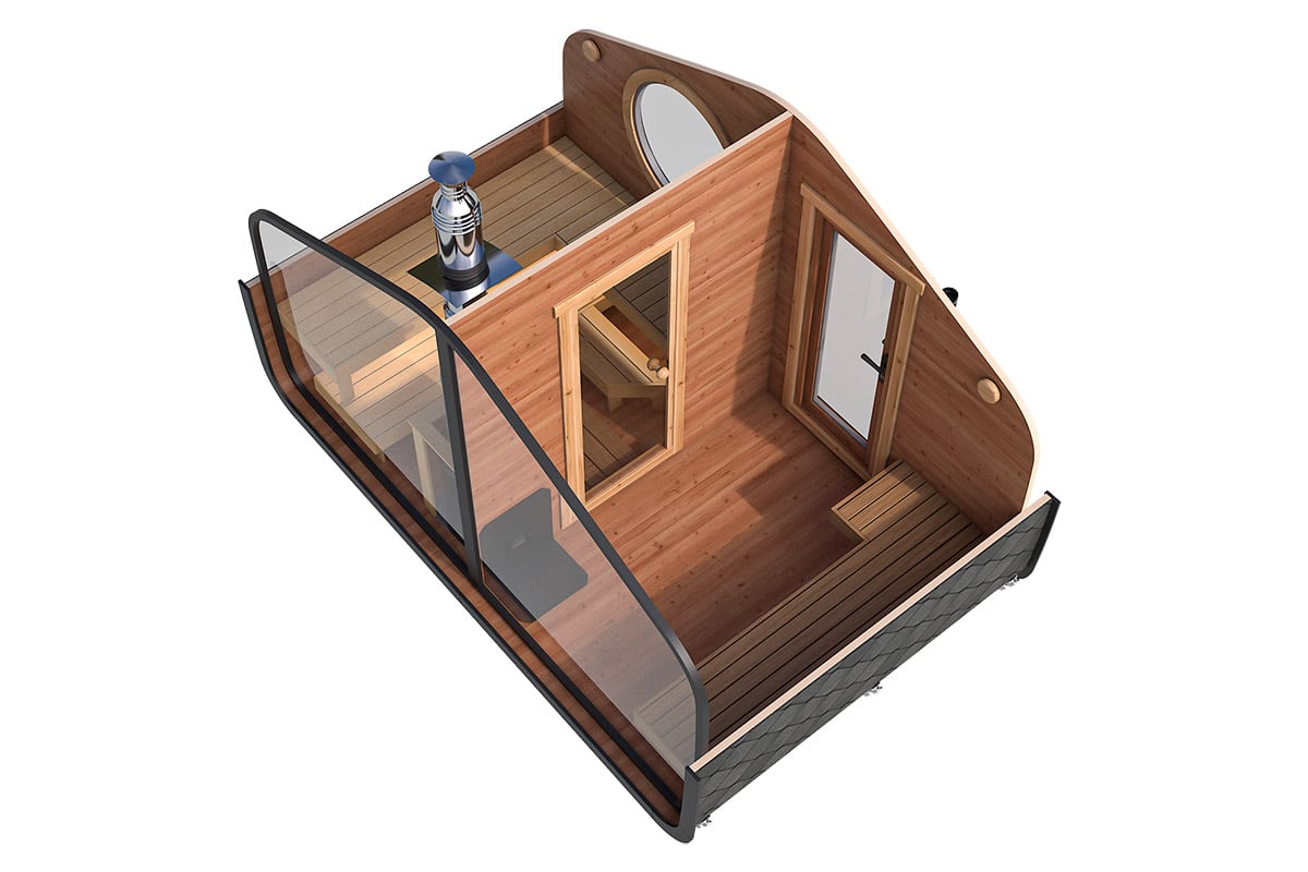 Gartensauna mit Vorraum 4x2m