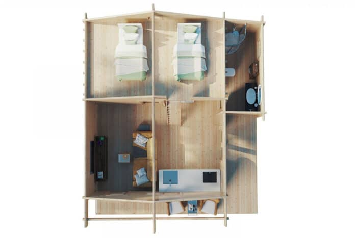 Blockhaus mit Schlafboden (Brettschichtholz)