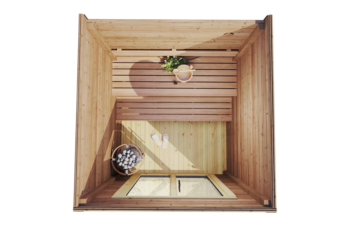 Kleine Außensauna „Lyse” 4m² | 2 x 2 m mit Sauna