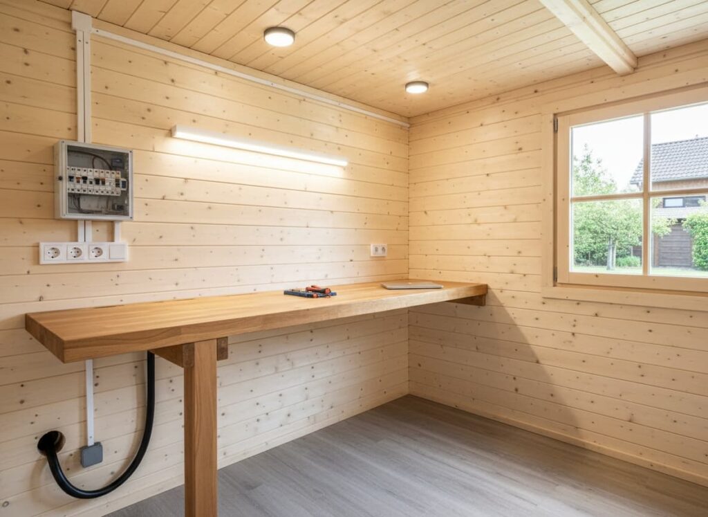 Elektrische Verkabelung des Gartenhauses