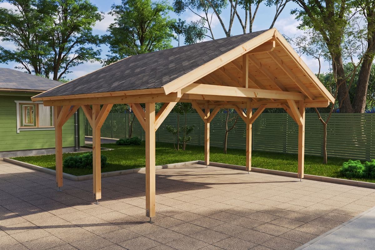 Doppelcarport aus Holz – für zwei Autos