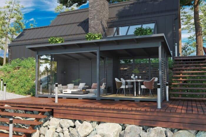 Modernes Gartenhaus mit Terrasse 7x3m