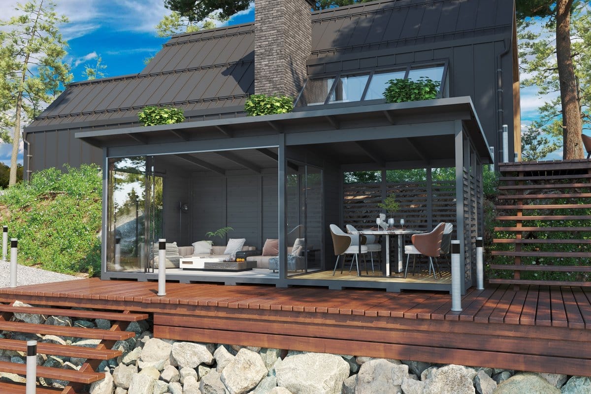 Modernes Gartenhaus mit Terrasse 7x3m