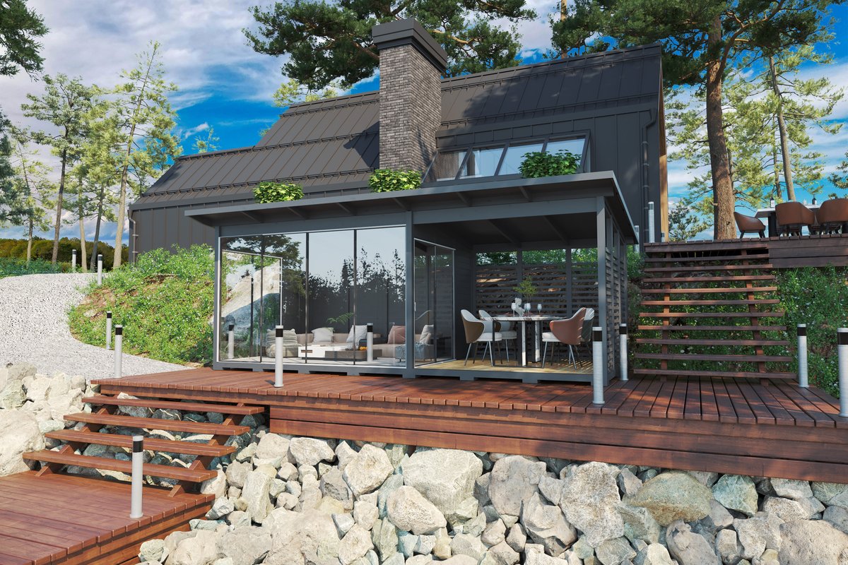 Modernes Gartenhaus mit Terrasse 7x3m