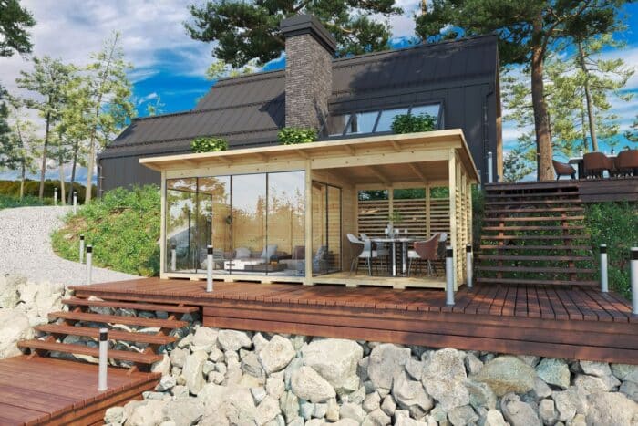 Modernes Gartenhaus mit Terrasse 7x3m