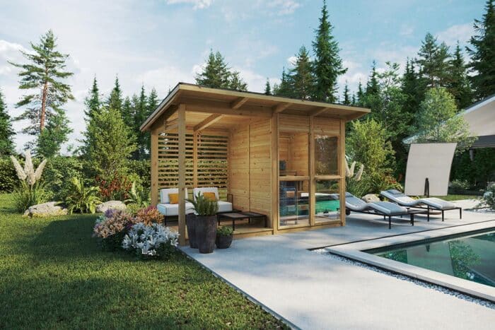 Kleines Saunahaus mit Terrasse 4x2m