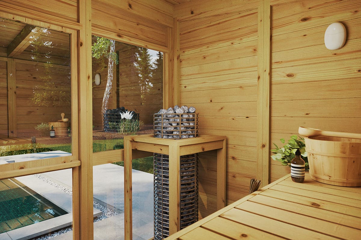 Kleines Saunahaus mit Terrasse 4x2m