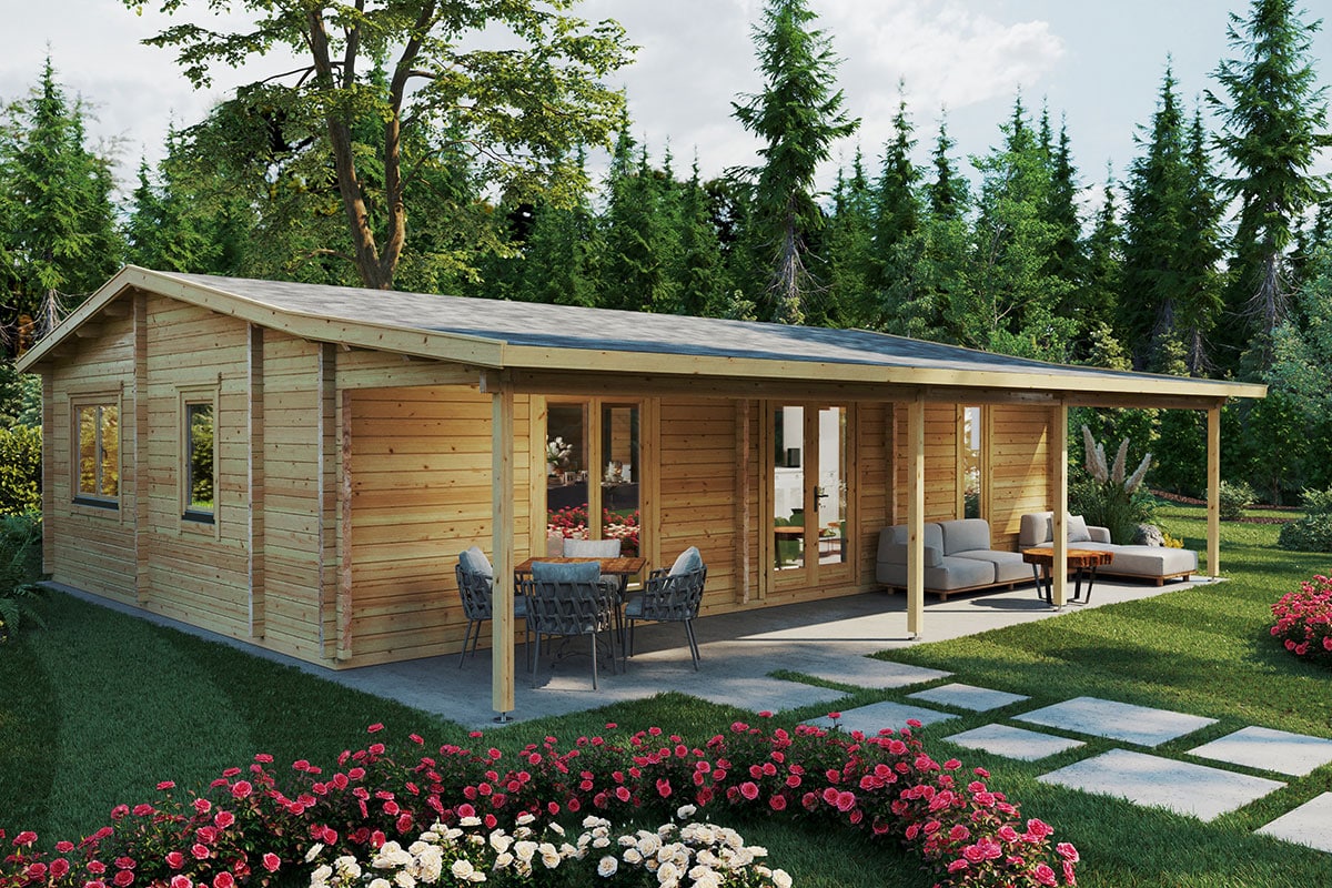 Blockhaus mit zwei Schlafzimmern 10x10m