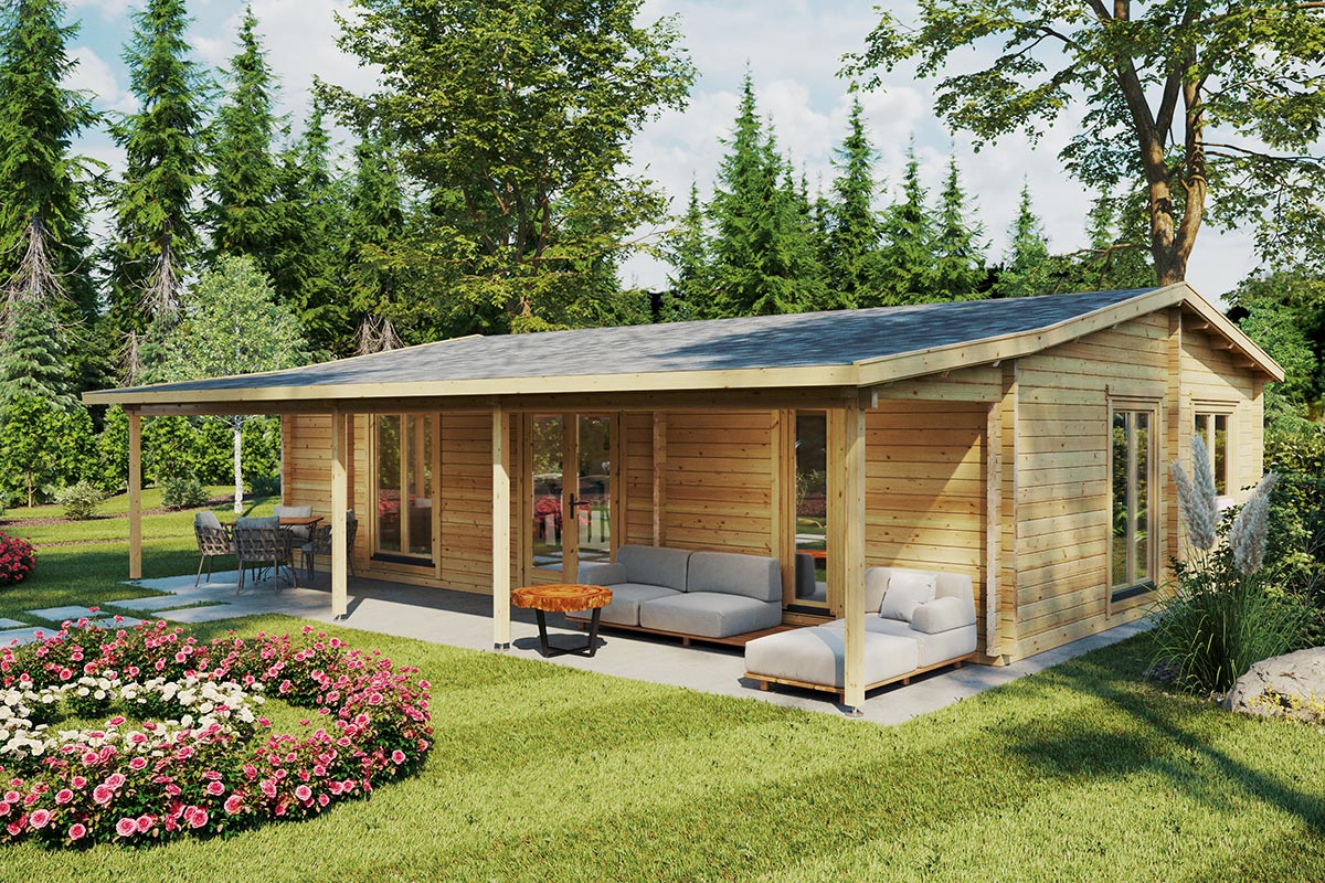 Blockhaus mit zwei Schlafzimmern 10x10m