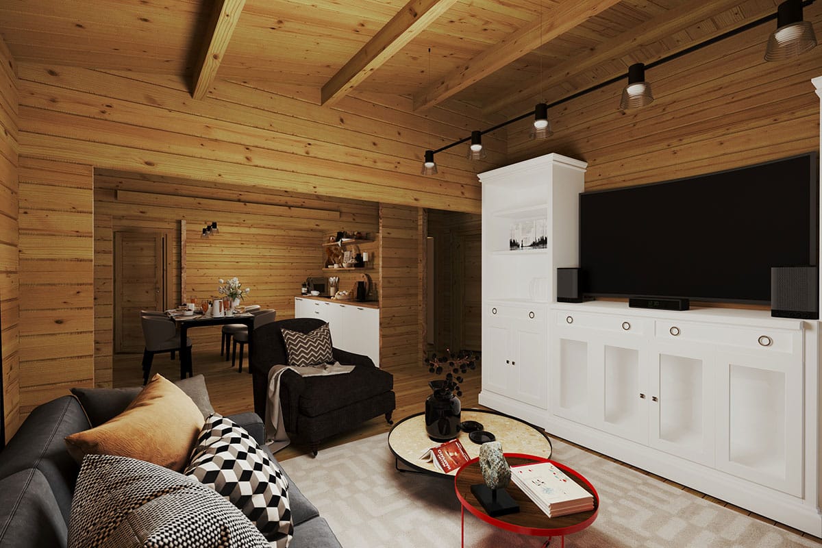 Blockhaus mit zwei Schlafzimmern 10x10m