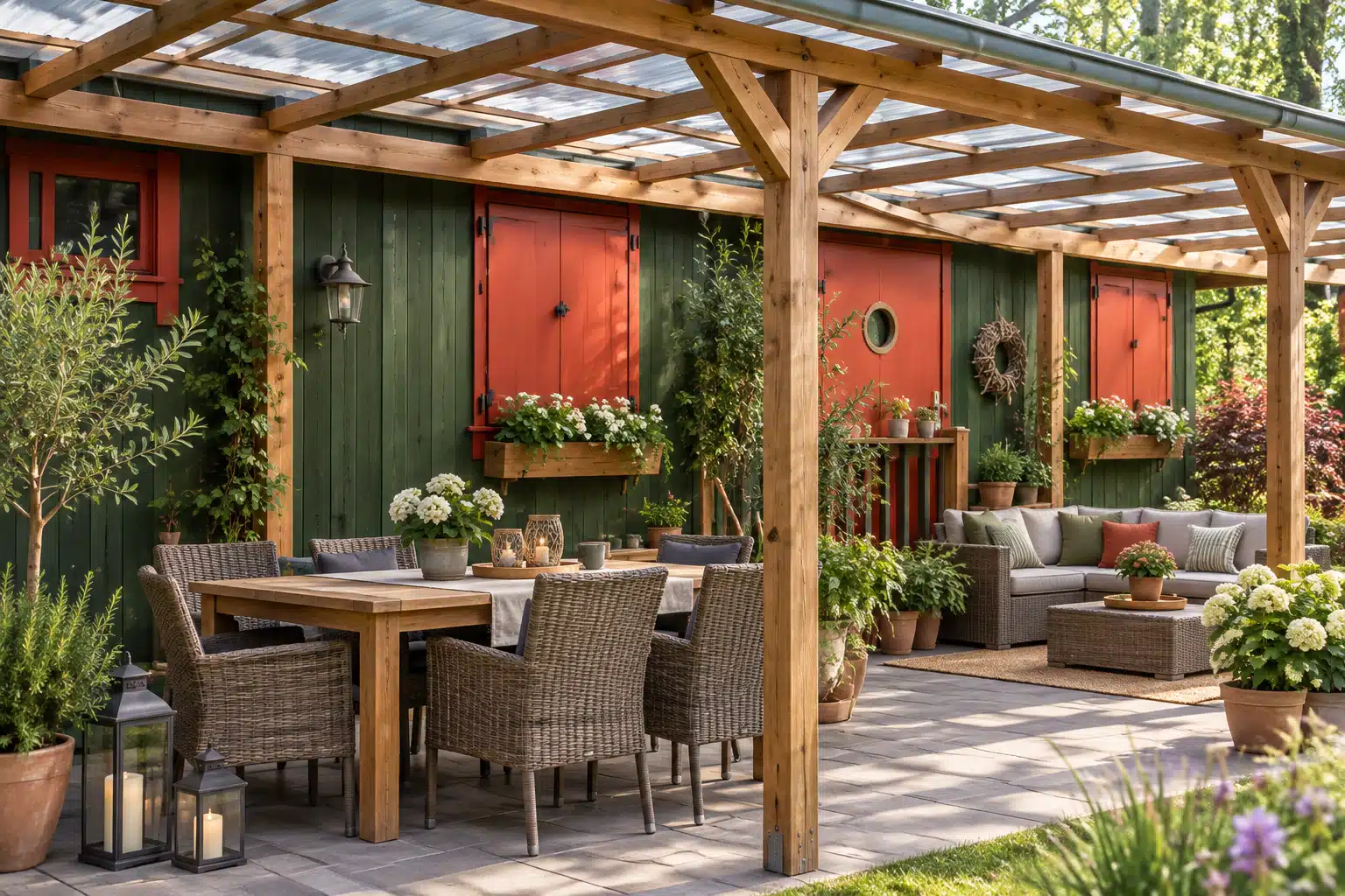 Pergola mit festem Dach
