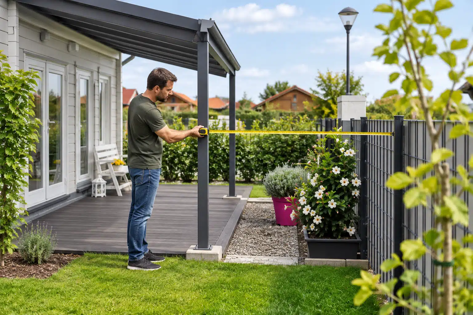 Grenzabstand der Pergola messen